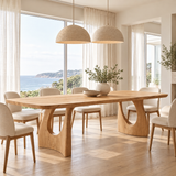 Aelivane Sculpted Arch Base Handcrafted Dining Table Natural Oak - Timberustic Dining Table