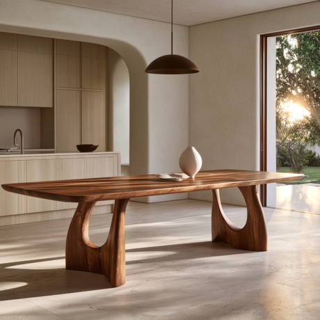 Aelivane Sculpted Arch Base Handcrafted Dining Table - Timberustic Dining Table