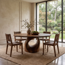 Aelivella Round Sculpted Loop Base Handcrafted Round Dining Table by Timberustic — Brown finish