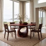 Aelivella Round Sculpted Loop Base Handcrafted Round Dining Table by Timberustic — Mahogany finish