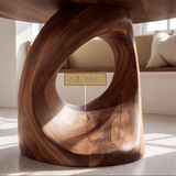 Aelivella Round Sculpted Loop Base Handcrafted Round Dining Table by Timberustic — solid wood detail