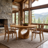 Aelivella Round Sculpted Loop Base Handcrafted Round Dining Table by Timberustic — Teak finish