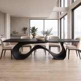Aeliwyn Sculpted Loop Base Handcrafted Dining Table Black - Timberustic Dining Table
