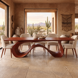 Aeliwyn Sculpted Loop Base Handcrafted Dining Table Mahogany - Timberustic Dining Table