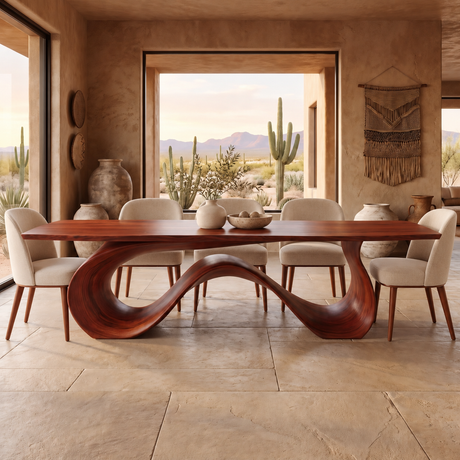 Aeliwyn Sculpted Loop Base Handcrafted Dining Table Mahogany - Timberustic Dining Table