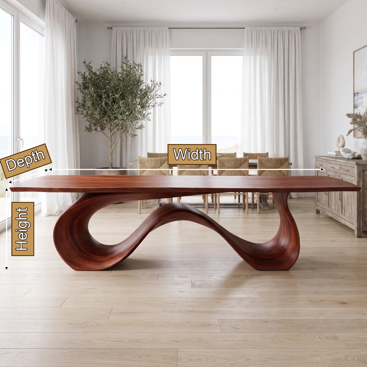 Aeliwyn Sculpted Loop Base Handcrafted Dining Table - Timberustic Dining Table