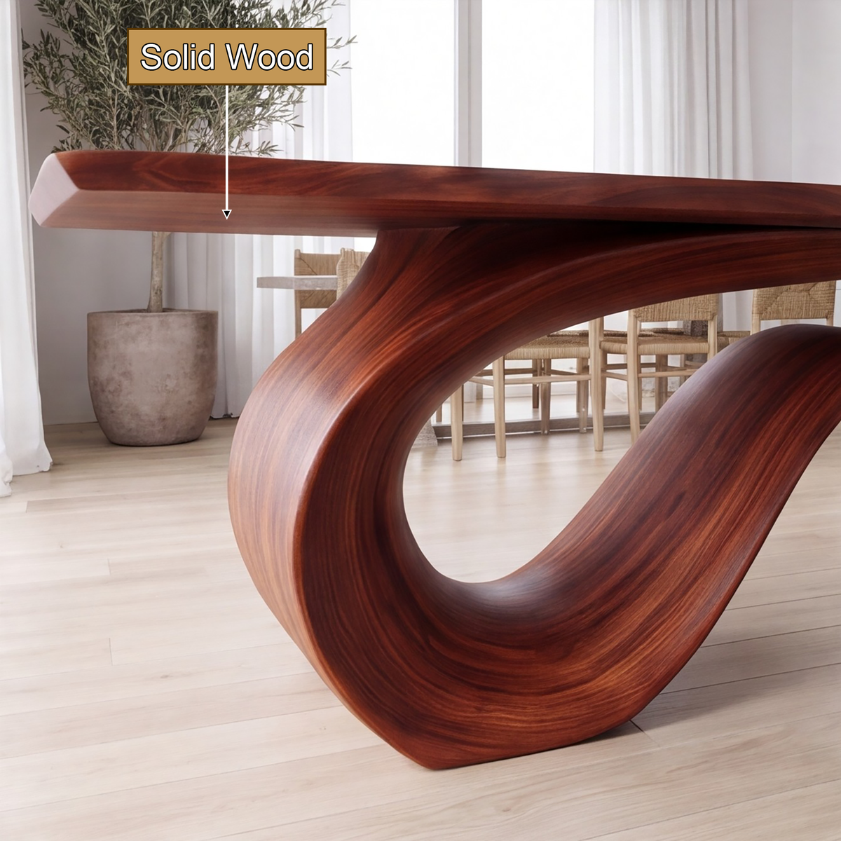 Aeliwyn Sculpted Loop Base Handcrafted Dining Table - Timberustic Dining Table