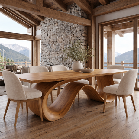 Aeliwyn Sculpted Loop Base Handcrafted Dining Table Teak - Timberustic Dining Table