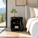Aelodell Sculpted Frame Handcrafted Bedside Table by Timberustic — Black finish
