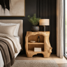 Aelodell Sculpted Frame Handcrafted Bedside Table by Timberustic — Natural Oak finish