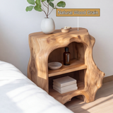 Aelodell Sculpted Frame Handcrafted Bedside Table by Timberustic — natural wood grain detail