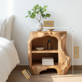 Aelodell Sculpted Frame Handcrafted Bedside Table by Timberustic — product dimensions
