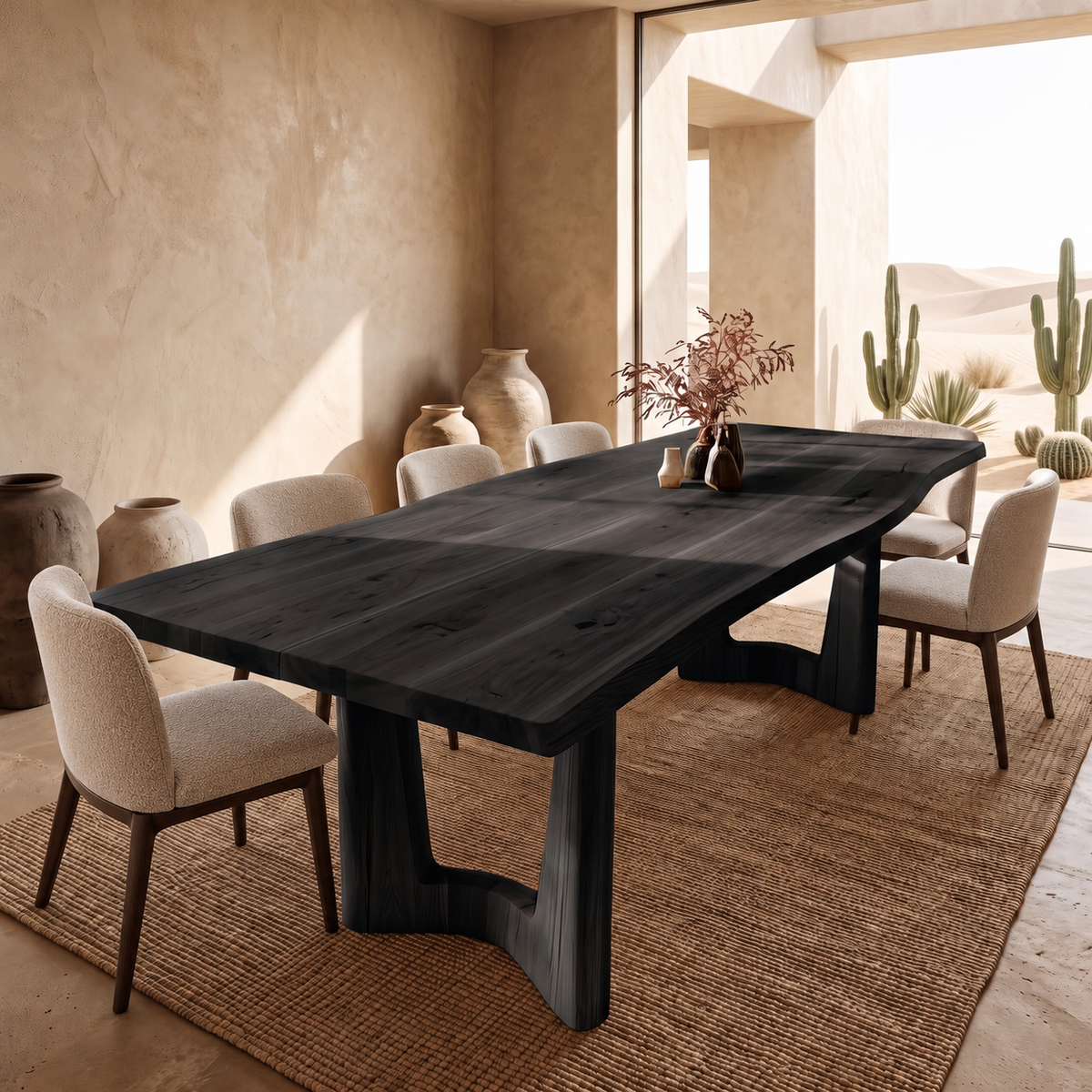 Aelodrin Twin Arch Base Handcrafted Dining Table Black - Timberustic Dining Table