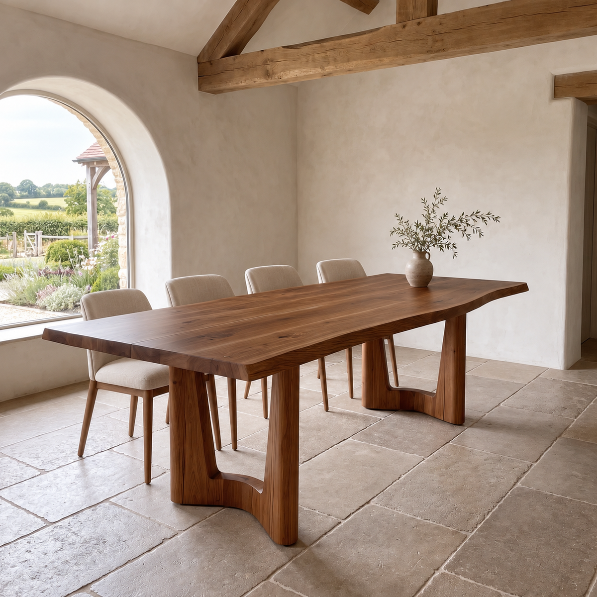 Aelodrin Twin Arch Base Handcrafted Dining Table Brown - Timberustic Dining Table