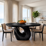 Aelolora Round Sculpted Loop Pedestal Handcrafted Round Dining Table by Timberustic — Black finish