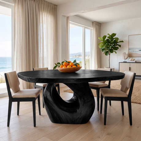 Acanthor Handcrafted Solid Wood Leaf Vessel Sink - Tamarind 18x14" Black - Timberustic Dining Table