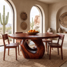 Aelolora Round Sculpted Loop Pedestal Handcrafted Round Dining Table by Timberustic — Mahogany finish