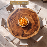 Aelolora Round Sculpted Loop Pedestal Handcrafted Round Dining Table by Timberustic — natural wood grain detail