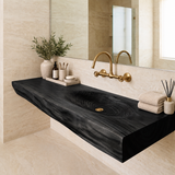 Aelorell Live Edge Handcrafted Floating Bathroom Vanity with Integrated Sink by Timberustic — Black finish