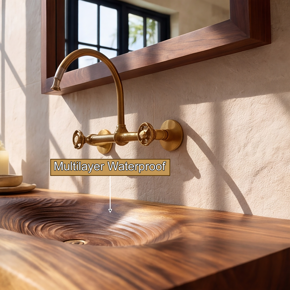 Aelorell Live Edge Handcrafted Floating Bathroom Vanity with Integrated Sink by Timberustic — product detail view 3