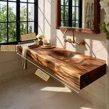 Aelorell Live Edge Handcrafted Floating Bathroom Vanity with Integrated Sink by Timberustic — product dimensions