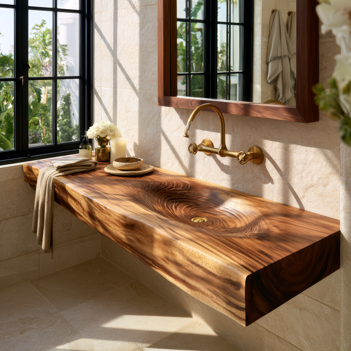 Aelorell Custom Handcrafted Floating Bathroom Vanity with Integrated ...