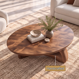Aelowyn Oval-Top Sculpted Handcrafted Coffee Table by Timberustic — handcrafted details