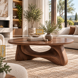 Aelowyn Oval-Top Sculpted Handcrafted Coffee Table by Timberustic — product dimensions