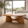 Aelowyn Oval-Top Sculpted Handcrafted Coffee Table by Timberustic — Teak finish