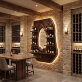 Aurevano Arched Live Edge Handcrafted Floating Wine Shelf by Timberustic — Dark Walnut finish