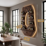 Aurevano Arched Live Edge Handcrafted Floating Wine Shelf by Timberustic — product dimensions