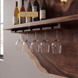Aurevano Arched Live Edge Handcrafted Floating Wine Shelf by Timberustic — solid wood detail