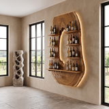 Aurevano Arched Live Edge Handcrafted Floating Wine Shelf by Timberustic — Teak finish