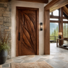 Avelune Flowing Leaf Sculpted Handcrafted Door by Timberustic — Dark Walnut finish