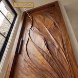 Avelune Flowing Leaf Sculpted Handcrafted Door by Timberustic — handcrafted details