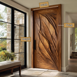 Avelune Flowing Leaf Sculpted Handcrafted Door by Timberustic — product dimensions