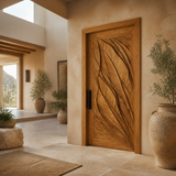 Avelune Flowing Leaf Sculpted Handcrafted Door by Timberustic — Teak finish