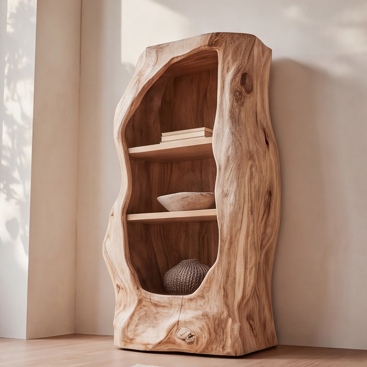 Avenlo Asymmetrical Sculpted Handcrafted Nightstand by Timberustic — product detail view 2
