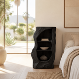 Avenlo Asymmetrical Sculpted Handcrafted Nightstand by Timberustic — Black finish