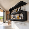 Averique Live Edge Floating Wine Shelf by Timberustic — Black finish