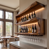 Averique Live Edge Floating Wine Shelf by Timberustic — Brown finish