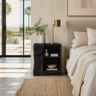 Averlo Asymmetric Open-Shelf Handcrafted Nightstand by Timberustic — Black finish