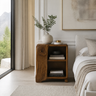 Averlo Asymmetric Open-Shelf Handcrafted Nightstand by Timberustic — Brown finish