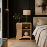 Averlo Asymmetric Open-Shelf Handcrafted Nightstand by Timberustic — Natural Oak finish