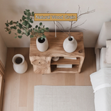 Averlo Asymmetric Open-Shelf Handcrafted Nightstand by Timberustic — natural wood grain detail