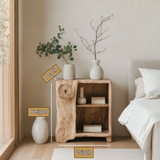 Averlo Asymmetric Open-Shelf Handcrafted Nightstand by Timberustic — product dimensions