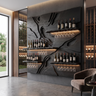 Averune Sculpted Relief-Panel Handcrafted Floating Wine Shelf by Timberustic — Black finish