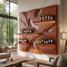 Averune Sculpted Relief-Panel Handcrafted Floating Wine Shelf by Timberustic — Mahogany finish