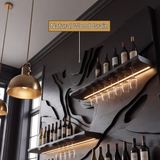 Averune Sculpted Relief-Panel Handcrafted Floating Wine Shelf by Timberustic — natural wood grain detail