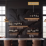 Averune Sculpted Relief-Panel Handcrafted Floating Wine Shelf by Timberustic — solid wood detail